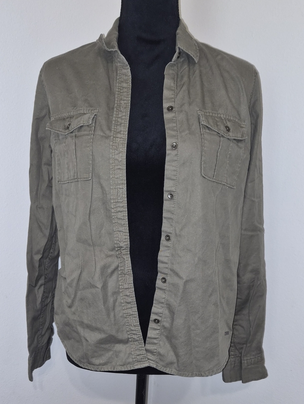 Hollister Olive Green Military-Style Button-Up Jacket